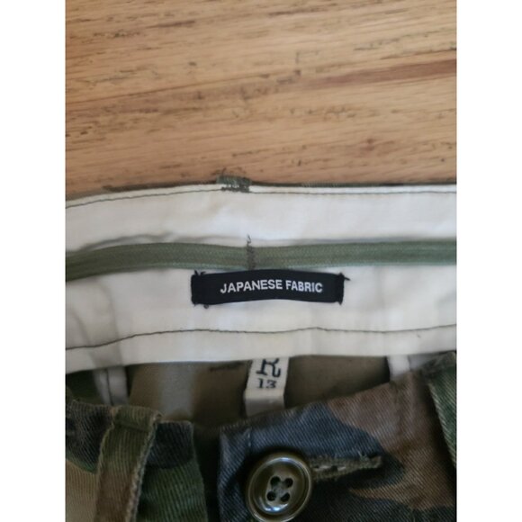 R13 Camo Pants Wide Leg Cargo Crop Green Sz 32 Drop Crotch Japanese Fabric Harem - Picture 7 of 16